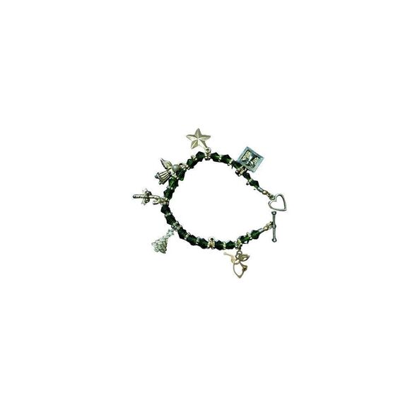 Green & gold 7" Christmas Holiday bracelet - Picture 2 of 3
